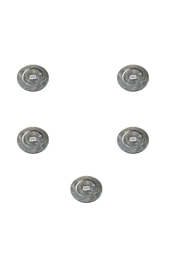 Kullan At Parti Davet Sunum Servis Plastik Sert Mika Tabak - 26 Cm. - Gümüş - 6 Adetlik 5 Paket