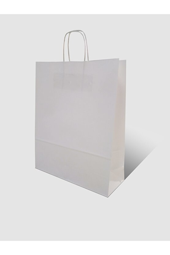 Beyaz Kraft Çanta 32x12x41 (50 Adet) (beyaz Kağıt Poşet)