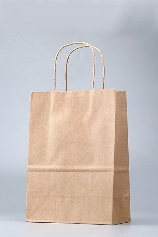 Kraft Naturel Büküm Saplı Kağıt Çanta 5 Adet 25x12x31