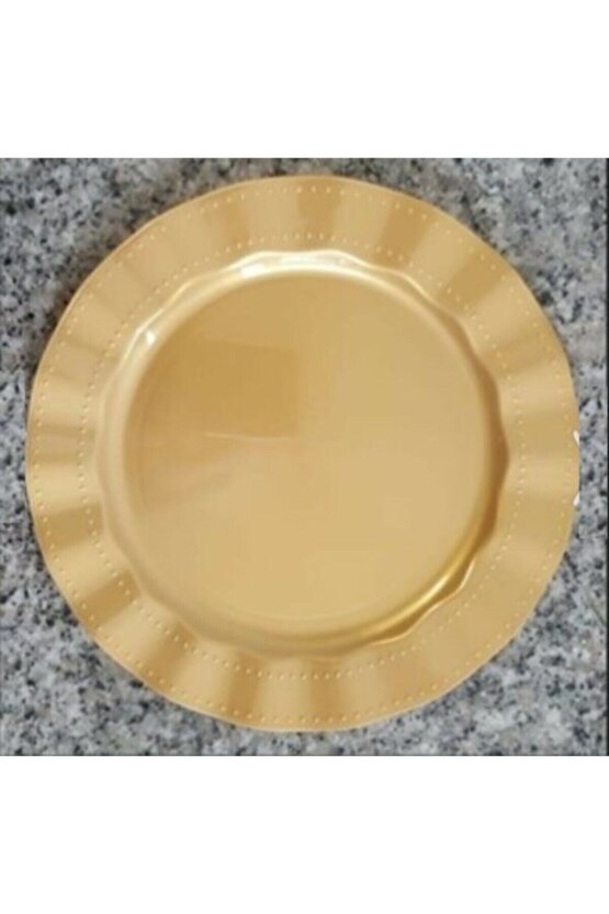 Gold Renkli Mika Tabak 26 cm 6lı