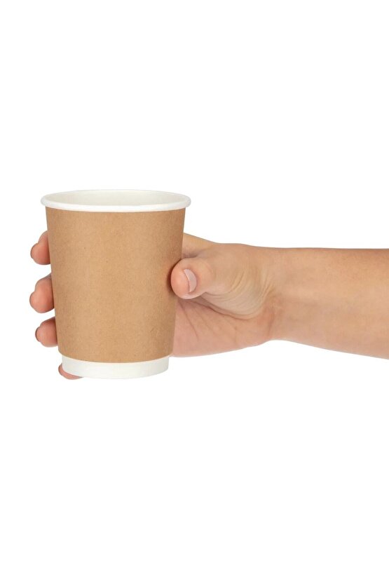 Çift Katlı 8 oz Kraft Double Wall 100 Adet Karton Bardak