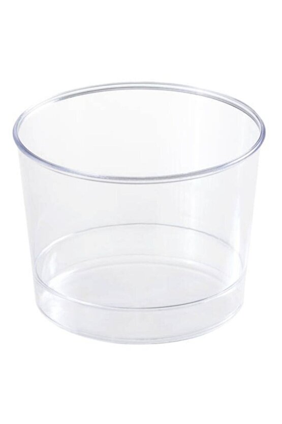 Plastik Tatlı Kabı Kasesi Kristal Kapaklı 10 Adet  180 Cc
