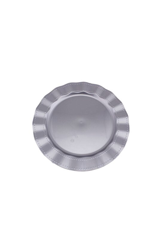 Plastik Lüks Tabak 26 cm - 6 Adet Gümüş