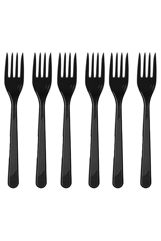 25 Adet Çatal Siyah Renk Plastik Lüks Parti Piknik Doğum Günü