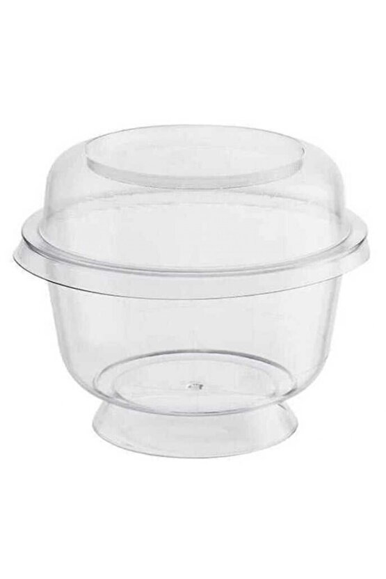 KASE AYAKLI PLASTİK 200CC KAPAKLI ŞEFFAF PK:20-