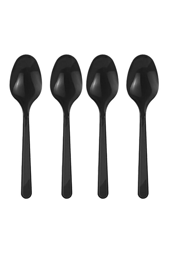 Siyah Lüx Plastik Kaşık 100 Adet