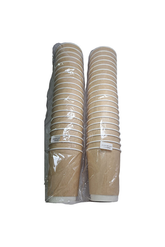 Double Wall Karton Kağıt Bardak 14 Oz 410ML Siyah Kapaklı 40 Adet