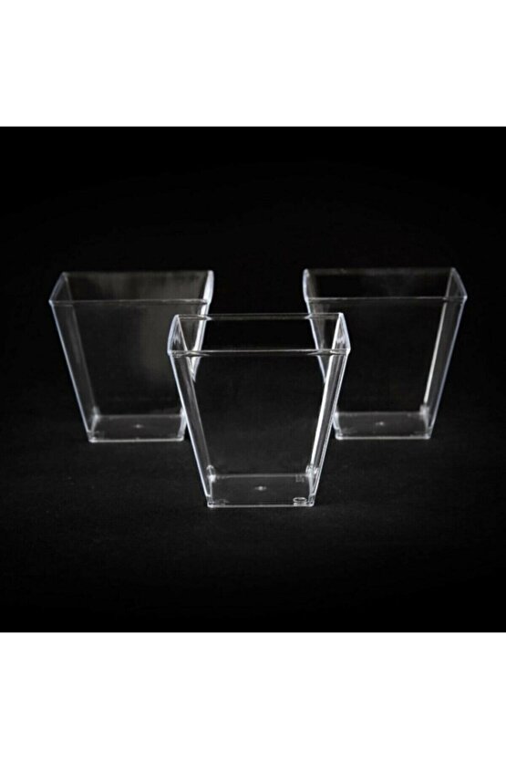 Şeffaf Kristal Mika Ekstra Sert Plastik Prizma Kübik Kase 120 Cc 25 Adet