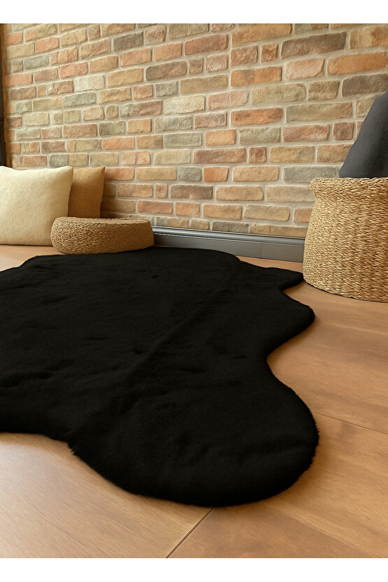 Tavşan Tüyü Post Peluş Ultra Yumuşak Post Puffy Siyah