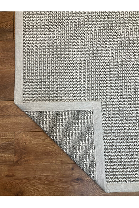 Kumaş Bordür Gri Bukle Krem Bordür  Halı Salon Koridor Mutfak Çocuk Odası Halısı  Kilim S269