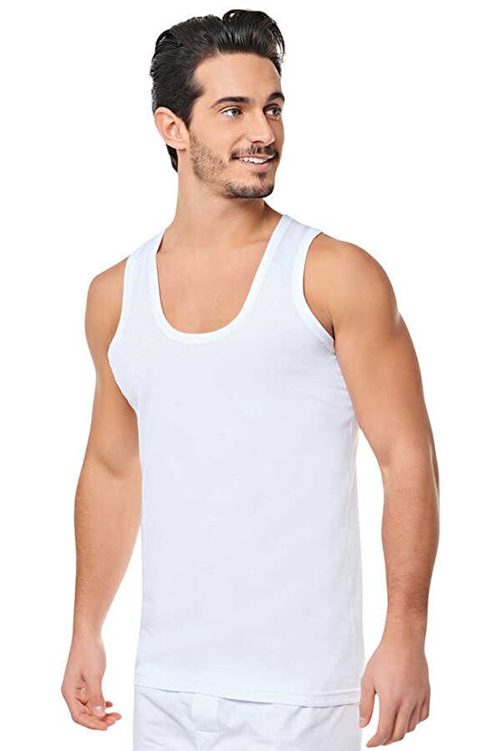 Erkek Beyaz 6lı Paket Klasik Penye Atlet Elf568s0001ccm6 ( Yıldızı)