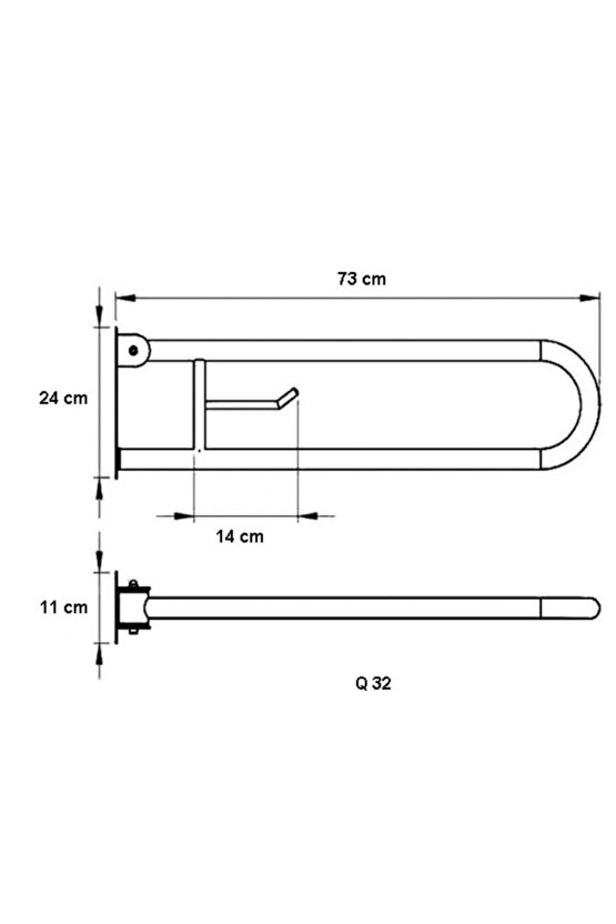 Mafsallı Engelli Tutunma Barı - Engelli Tutamağı - Kağıtlıklı
