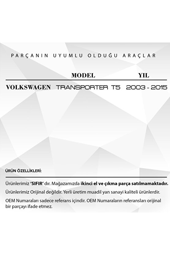 Volkswagen Transporter T5 Için Sürgülü Cam Koruyucu Kapak 2li