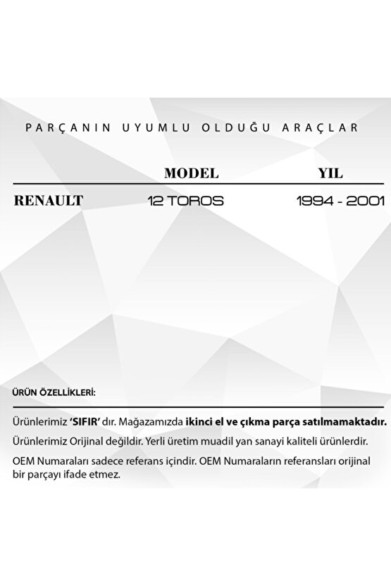 Renault 12 Toros için Bijon Somunu