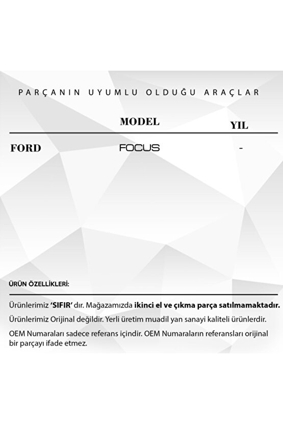 Focus Için Bagaj Kilit Tamir Mandalı Klipsi