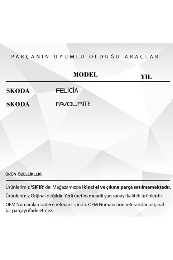 Skoda Felicia,favourite Için Pedal Lastiği