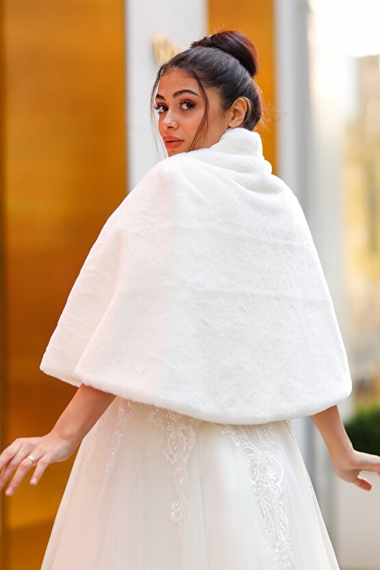 Gelin Etol, Kürk, Ceket, Etol Pelerin, Kırık Beyaz