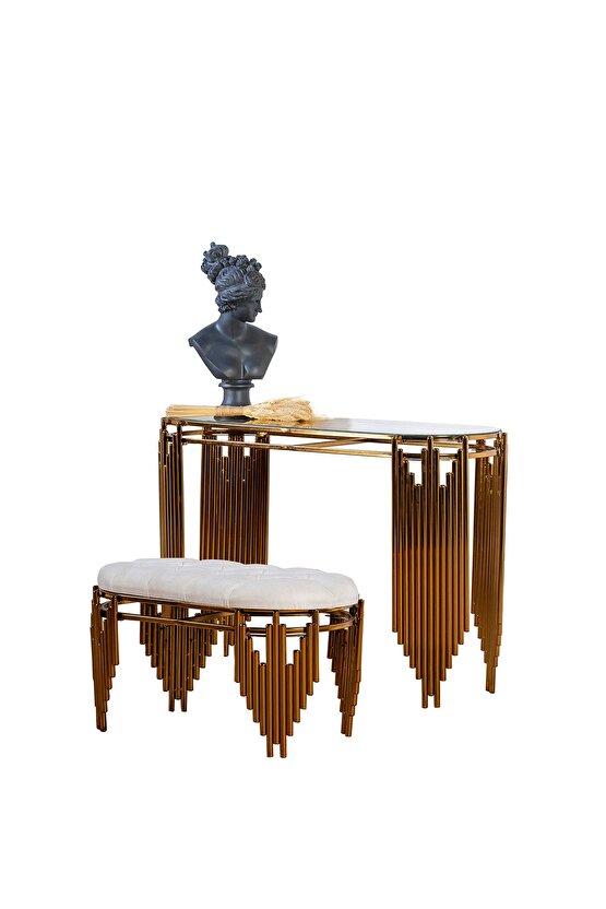 Gold Dresuar Puflu Ultr Lak Kaplama Dresuar Puflu