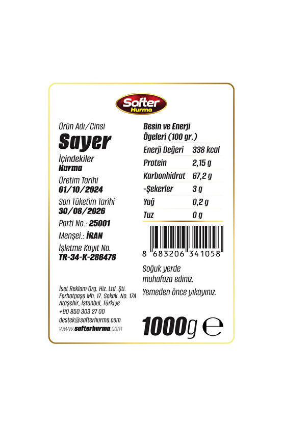 Sayer Hurma (4 KG.LİK 2 PAKET) 8 Kg