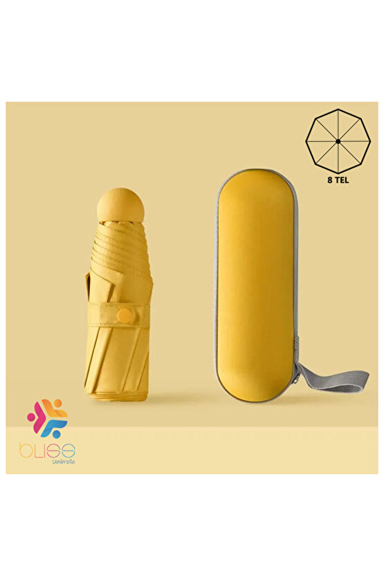 Özel Kılıflı Sarı Şemsiye (Kapsül Şemsiye)