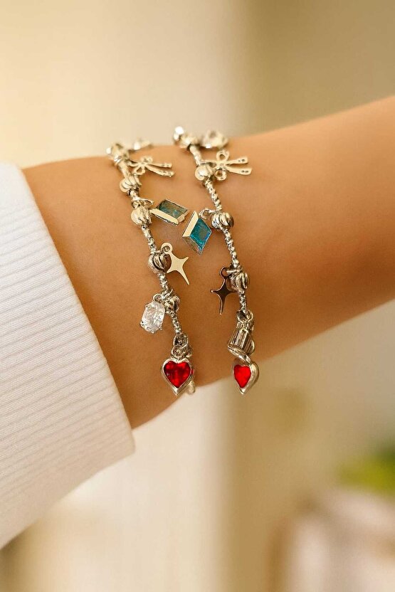 Gümüş Charmlı Bileklik