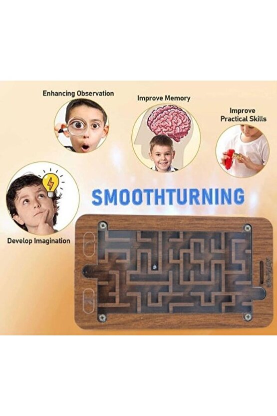 Ahşap Labirent Oyunu Sarı - Eğitim ve Eğlence Oyuncağı