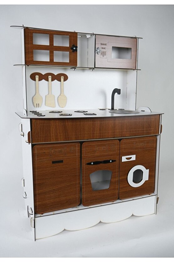 3 Kapaklı Ahşap Oyuncak Mutfak