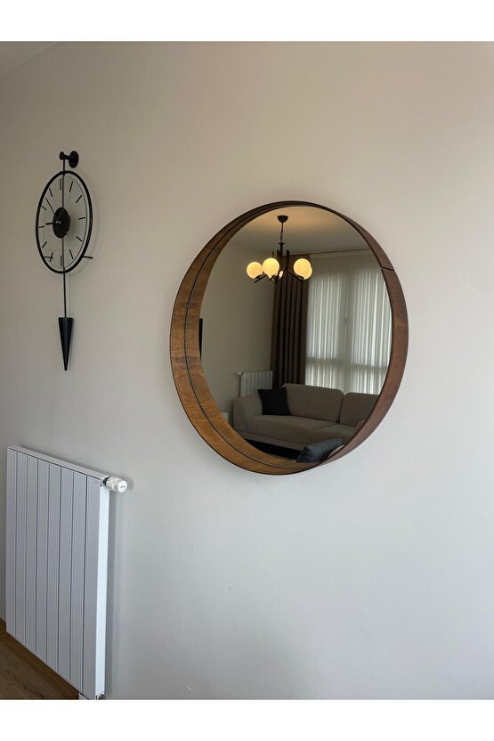 70 cm Kestane Ahşap Çerçeveli Dekoratif Kavis Ayna