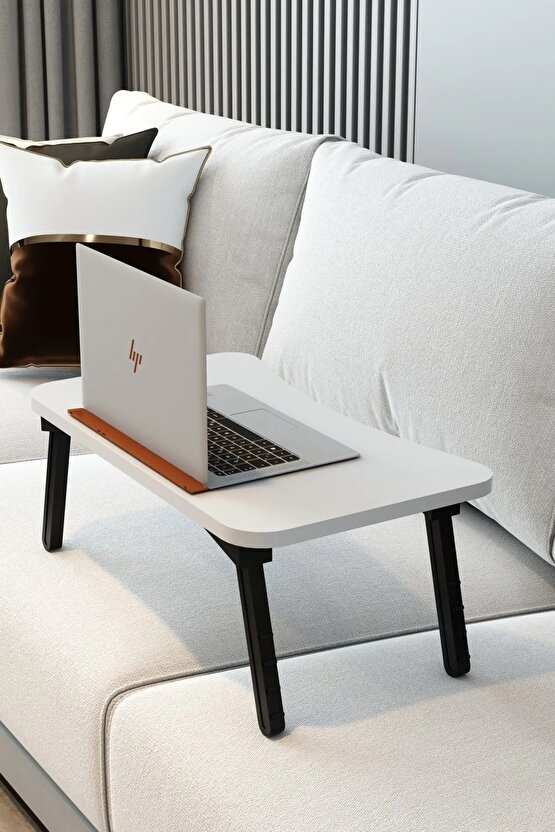 Laptop Sehpası Seyyar Kahvaltı Masası Katlanır Çalışma Sehpası Beyaz