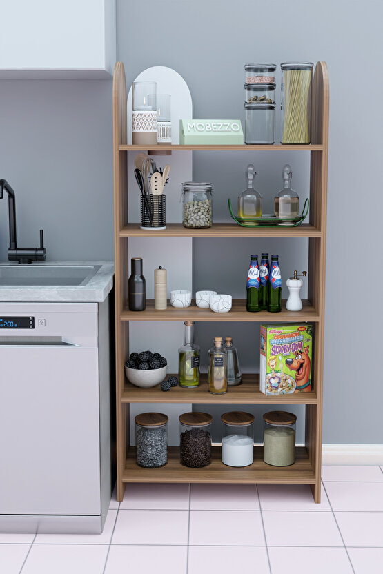 Mutfak Düzenleyici Raf Ünitesi | Kahve Köşesi ve Baharatlık Rafı Çok Katlı Oval Mutfak Dolabı