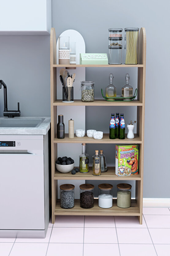 Mutfak Düzenleyici Raf Ünitesi | Kahve Köşesi ve Baharatlık Rafı Çok Katlı Oval Mutfak Dolabı