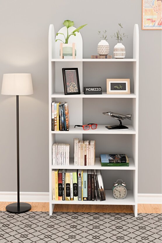 5 Raflı Kitaplık Çok Amaçlı Raf Ünitesi Dekoratif Düzenleyici Salon Ofis Genç Odası Çalışma Odası