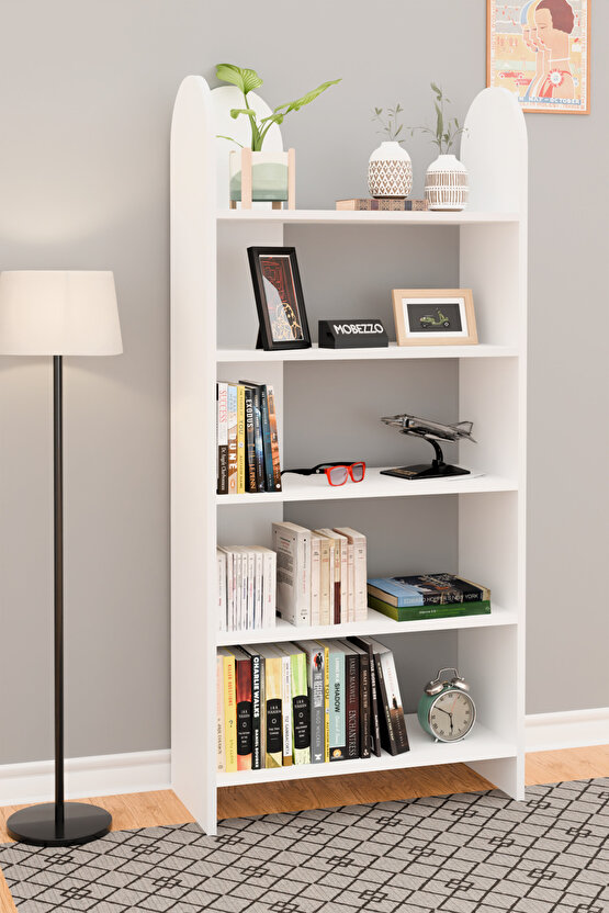 5 Raflı Kitaplık Çok Amaçlı Raf Ünitesi Dekoratif Düzenleyici Salon Ofis Genç Odası Çalışma Odası