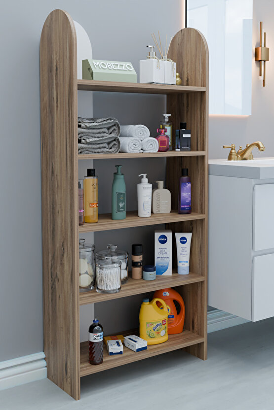 5 Raflı Modern Banyo Düzenleyici Raf Ünitesi Çok Amaçlı Depolama Rafı Havluluk Şampuanlık Dolap