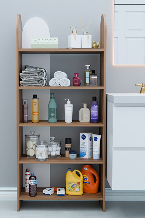 5 Raflı Modern Banyo Düzenleyici Raf Ünitesi Çok Amaçlı Depolama Rafı Havluluk Şampuanlık Dolap