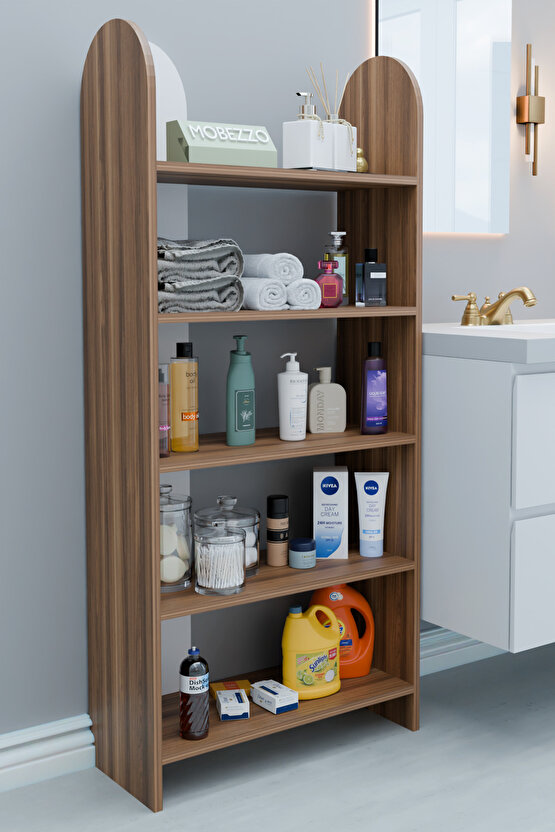 5 Raflı Modern Banyo Düzenleyici Raf Ünitesi Çok Amaçlı Depolama Rafı Havluluk Şampuanlık Dolap