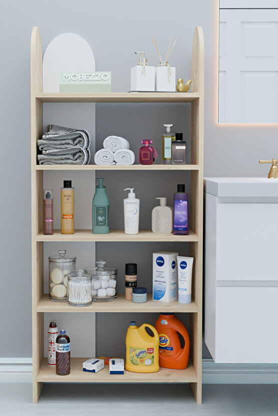 5 Raflı Modern Banyo Düzenleyici Raf Ünitesi Çok Amaçlı Depolama Rafı Havluluk Şampuanlık Dolap