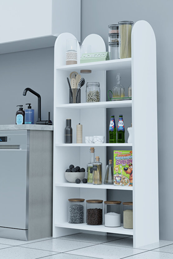 5 Raflı Modern Mutfak Rafı Gıda Saklama Düzenleyici Çok Amaçlı Raf Ünitesi Kiler Dolabı Organizer