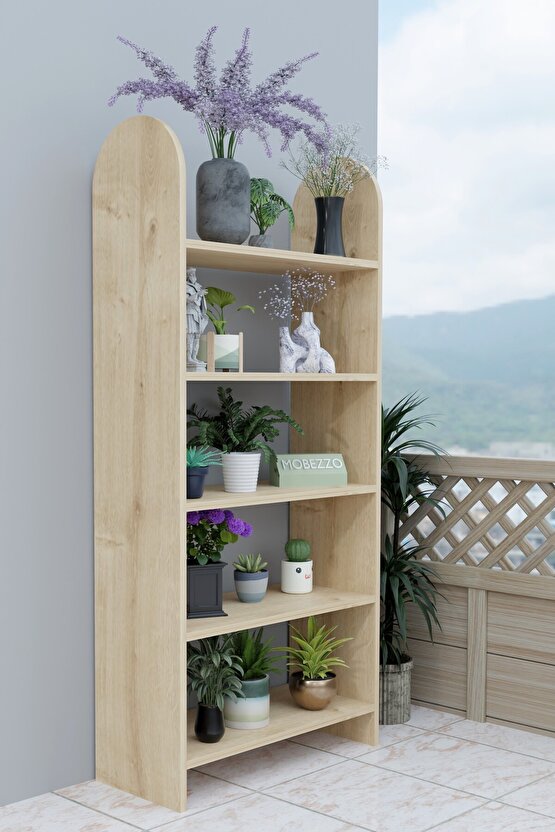 5 Raflı Balkon Saksılığı Çiçeklik Bitki Rafı Çok Amaçlı Raf Ünitesi Dekoratif Düzenleyici