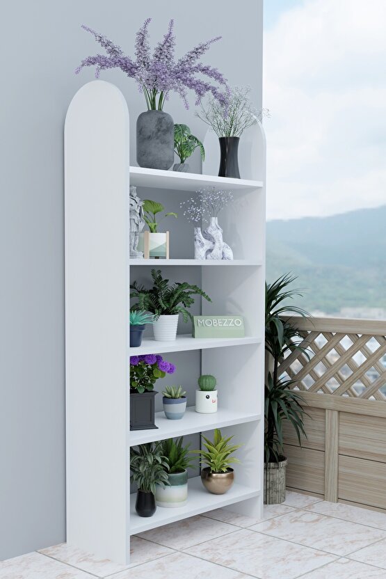 5 Raflı Balkon Saksılığı Çiçeklik Bitki Rafı Çok Amaçlı Raf Ünitesi Dekoratif Düzenleyici