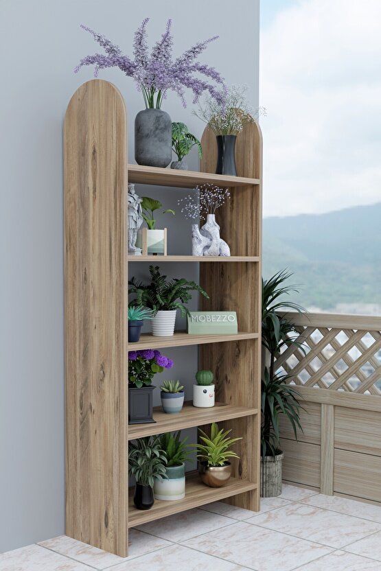 5 Raflı Balkon Saksılığı Çiçeklik Bitki Rafı Çok Amaçlı Raf Ünitesi Dekoratif Düzenleyici