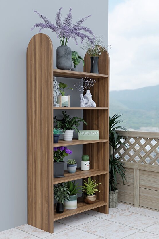 5 Raflı Balkon Saksılığı Çiçeklik Bitki Rafı Çok Amaçlı Raf Ünitesi Dekoratif Düzenleyici