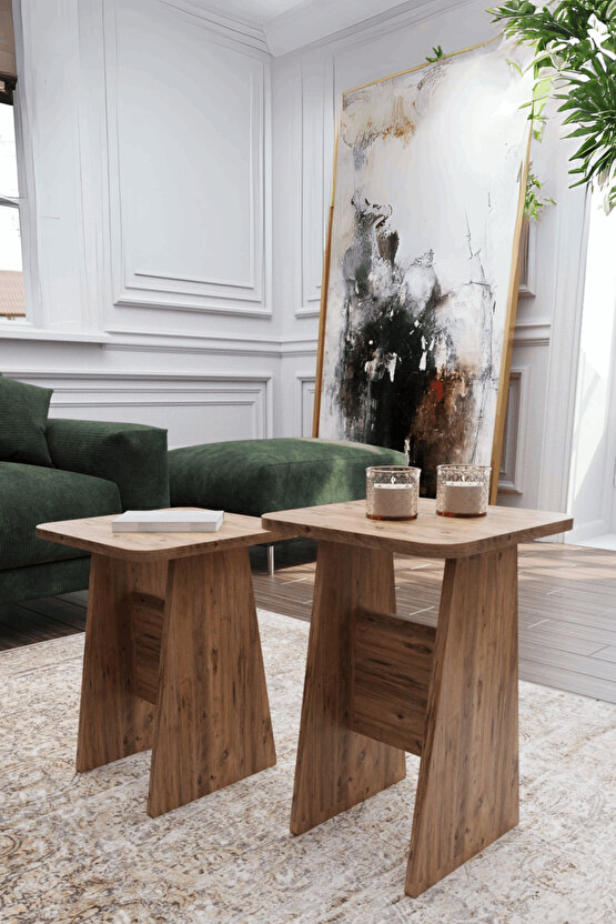 H Sehpa 2li Set | Koltuk Yanı Sehpa | Zigon Sehpa Takımı | Yan Sehpa | Modern Orta Sehpa Modeli