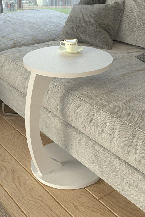 Tekerlekli Yuvarlak C Sehpa Koltuk Yanı Laptop Masası Modern Zigon Yan Sehpa Salon Ofis