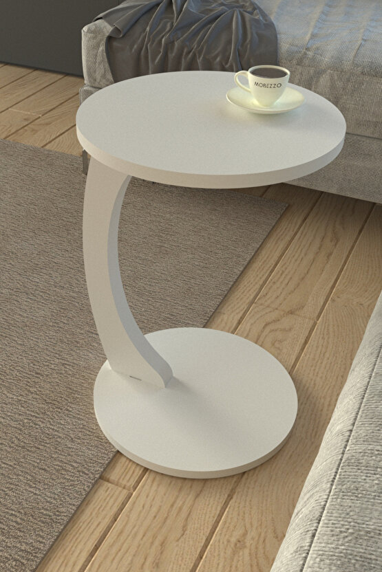 Tekerlekli Yuvarlak C Sehpa Koltuk Yanı Laptop Masası Modern Zigon Yan Sehpa Salon Ofis