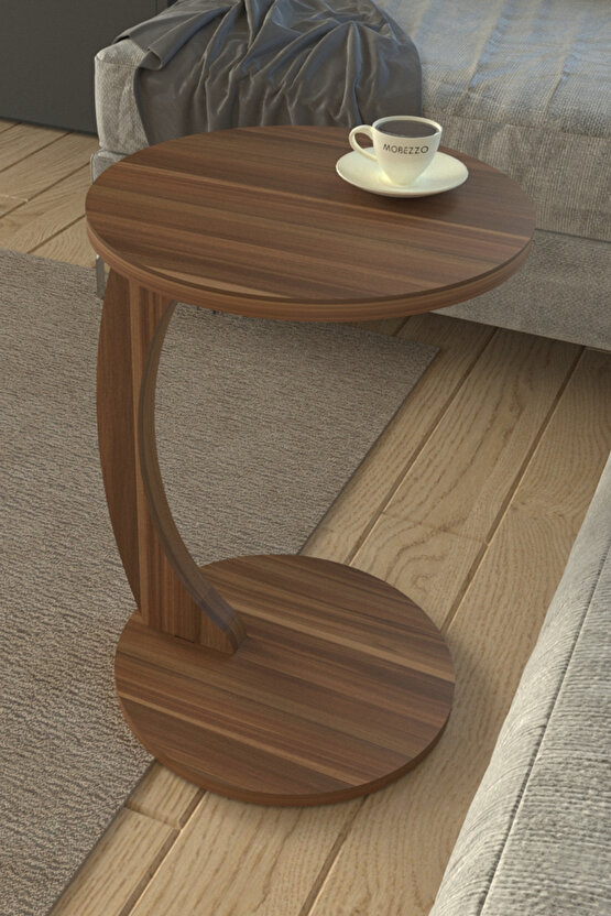 Tekerlekli Yuvarlak C Sehpa Koltuk Yanı Laptop Masası Modern Zigon Yan Sehpa Salon Ofis