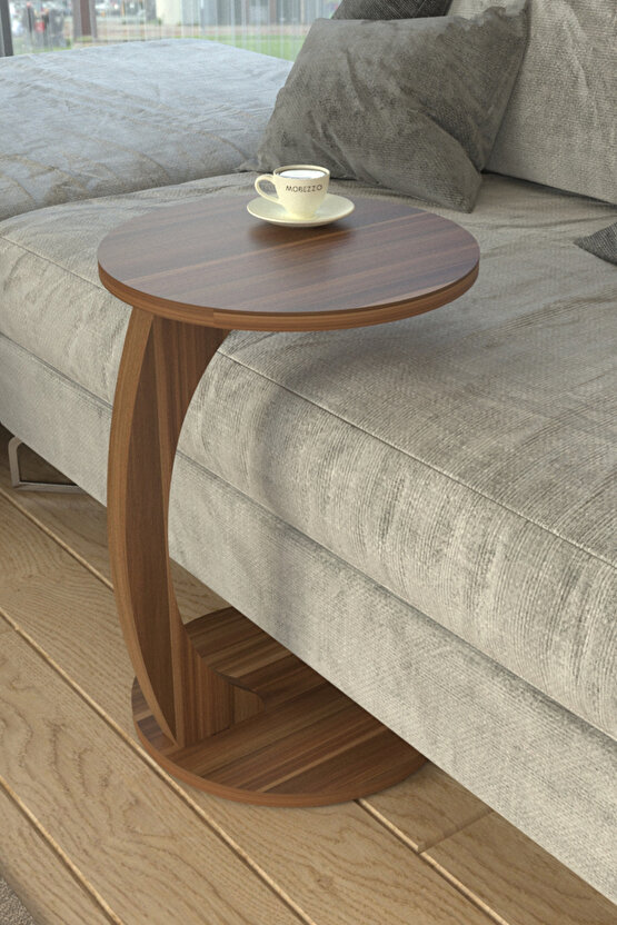 Tekerlekli Yuvarlak C Sehpa Koltuk Yanı Laptop Masası Modern Zigon Yan Sehpa Salon Ofis