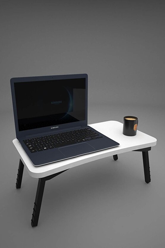 Laptop Sehpası Seyyar Kahvaltı Masası Katlanır Çalışma Sehpası Beyaz