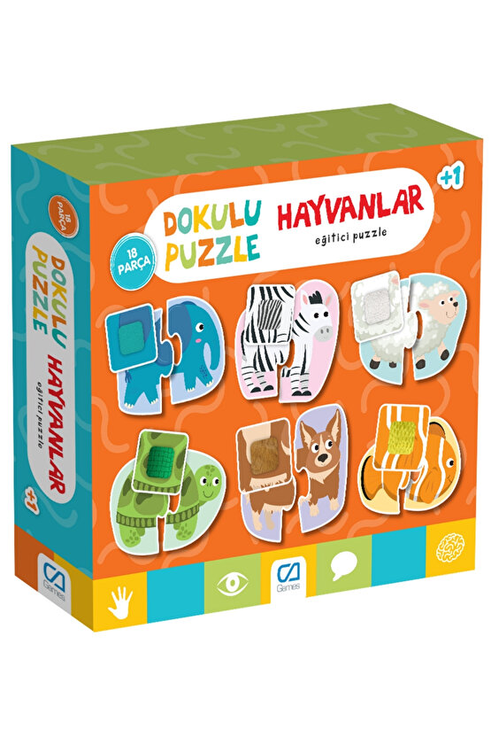 Dokulu Hayvanlar 1+ Yaş Çocuklar için 18 Parçalı Eğitici ve Eğlenceli Yapboz-Puzzle Serisi