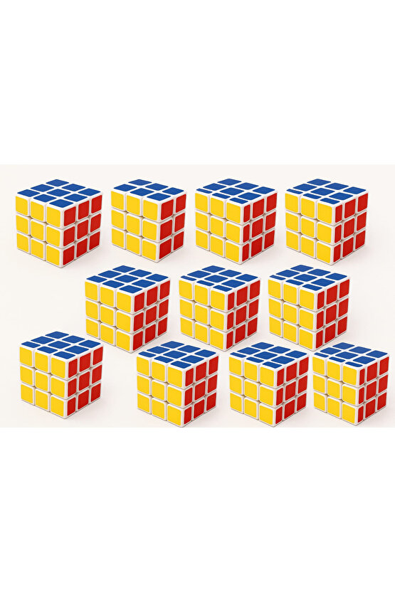 10lu Zeka Geliştirici 3x3 Rubik Küp Seti - Hızlı Dönen Eğitici Zeka Oyunu
